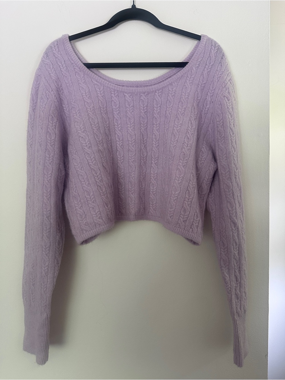 Lilac Cable-Knit Cropped Sweater - Women